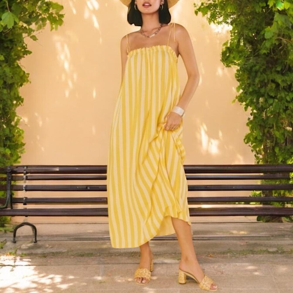 NWT Show Me Your MuMu Angel Maxi Dress in Sunny Stripe Size Medium Retail $168